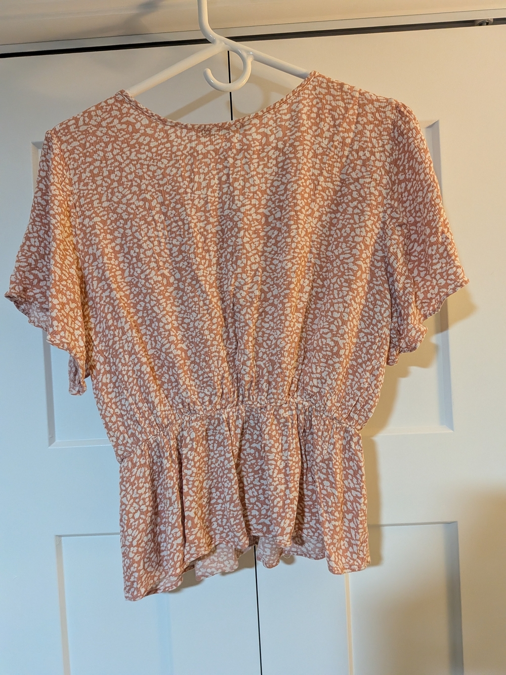 Abercrombie & Fitch Peasant Style Top W/ Synched Waist Size L Buttons Light Pink - Picture 5 of 5